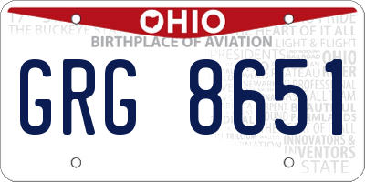 OH license plate GRG8651