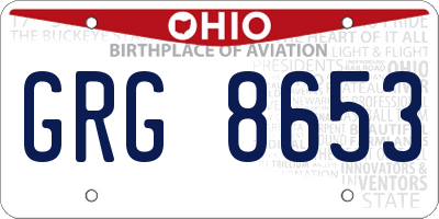 OH license plate GRG8653