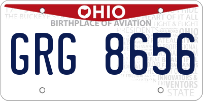OH license plate GRG8656