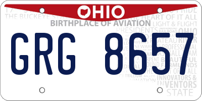 OH license plate GRG8657