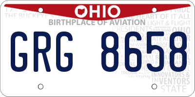 OH license plate GRG8658