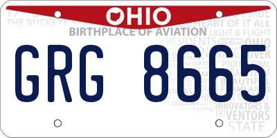 OH license plate GRG8665