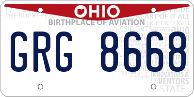 OH license plate GRG8668