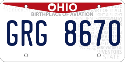 OH license plate GRG8670