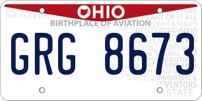 OH license plate GRG8673