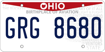 OH license plate GRG8680