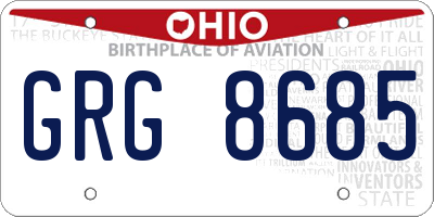 OH license plate GRG8685