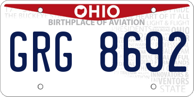 OH license plate GRG8692