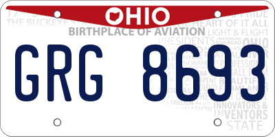 OH license plate GRG8693