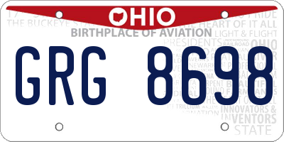 OH license plate GRG8698