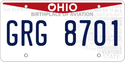 OH license plate GRG8701