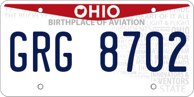 OH license plate GRG8702