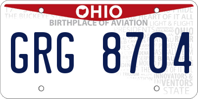 OH license plate GRG8704