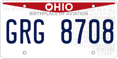 OH license plate GRG8708