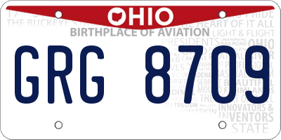 OH license plate GRG8709