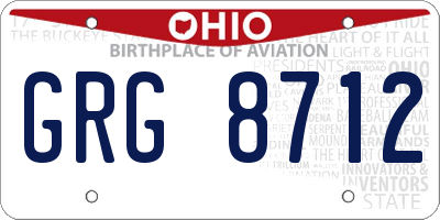 OH license plate GRG8712