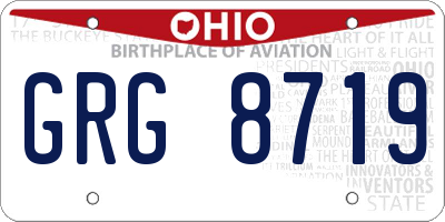 OH license plate GRG8719