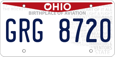 OH license plate GRG8720