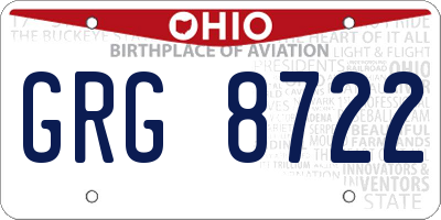 OH license plate GRG8722