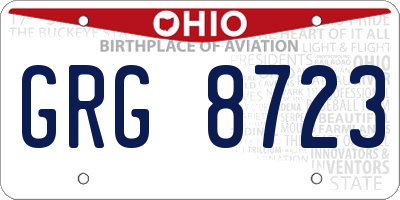 OH license plate GRG8723