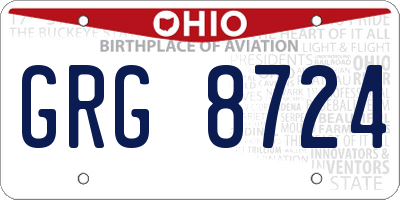OH license plate GRG8724