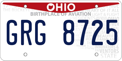 OH license plate GRG8725