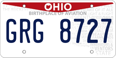 OH license plate GRG8727