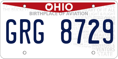 OH license plate GRG8729