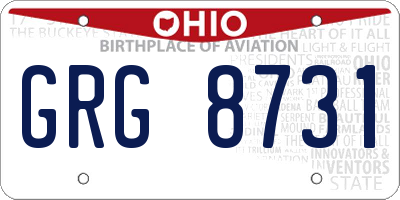 OH license plate GRG8731