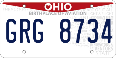 OH license plate GRG8734