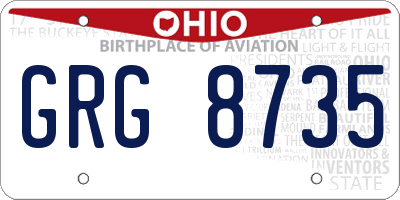 OH license plate GRG8735