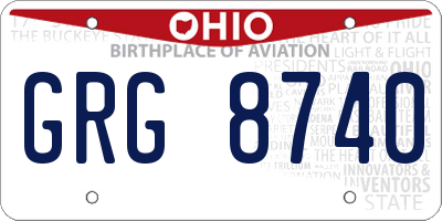 OH license plate GRG8740