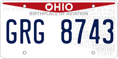 OH license plate GRG8743