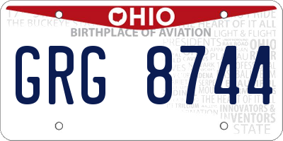 OH license plate GRG8744