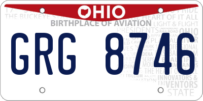 OH license plate GRG8746