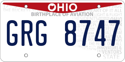 OH license plate GRG8747
