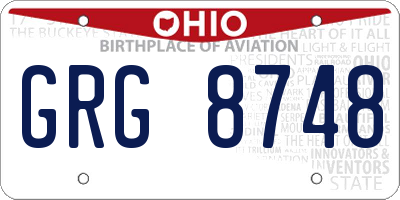 OH license plate GRG8748