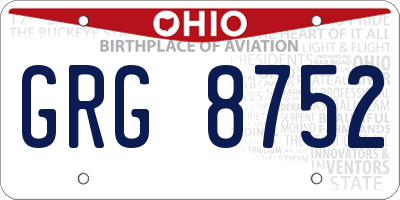 OH license plate GRG8752
