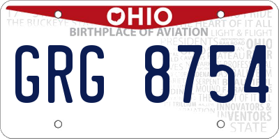 OH license plate GRG8754