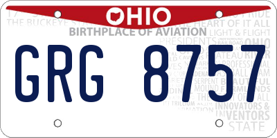 OH license plate GRG8757