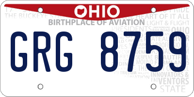 OH license plate GRG8759