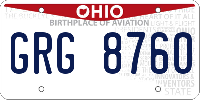 OH license plate GRG8760