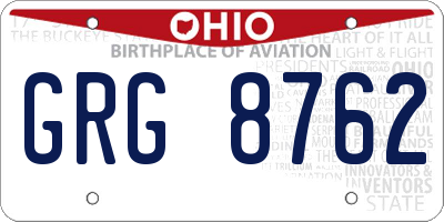 OH license plate GRG8762