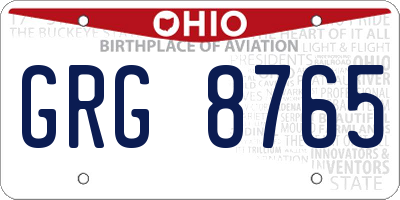 OH license plate GRG8765
