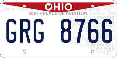 OH license plate GRG8766