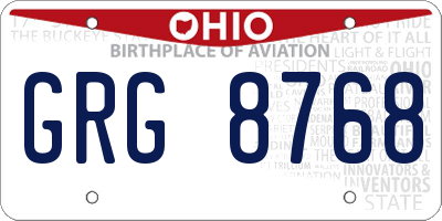 OH license plate GRG8768