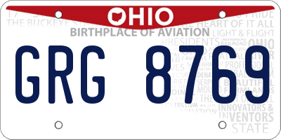 OH license plate GRG8769