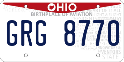 OH license plate GRG8770