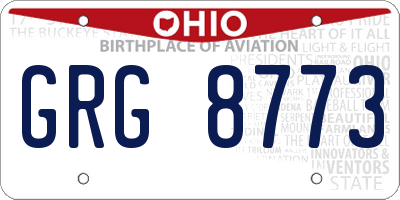 OH license plate GRG8773