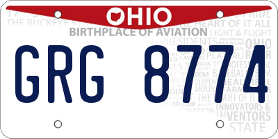 OH license plate GRG8774